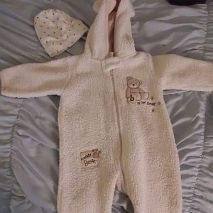 9mon beige onesie fur zipup